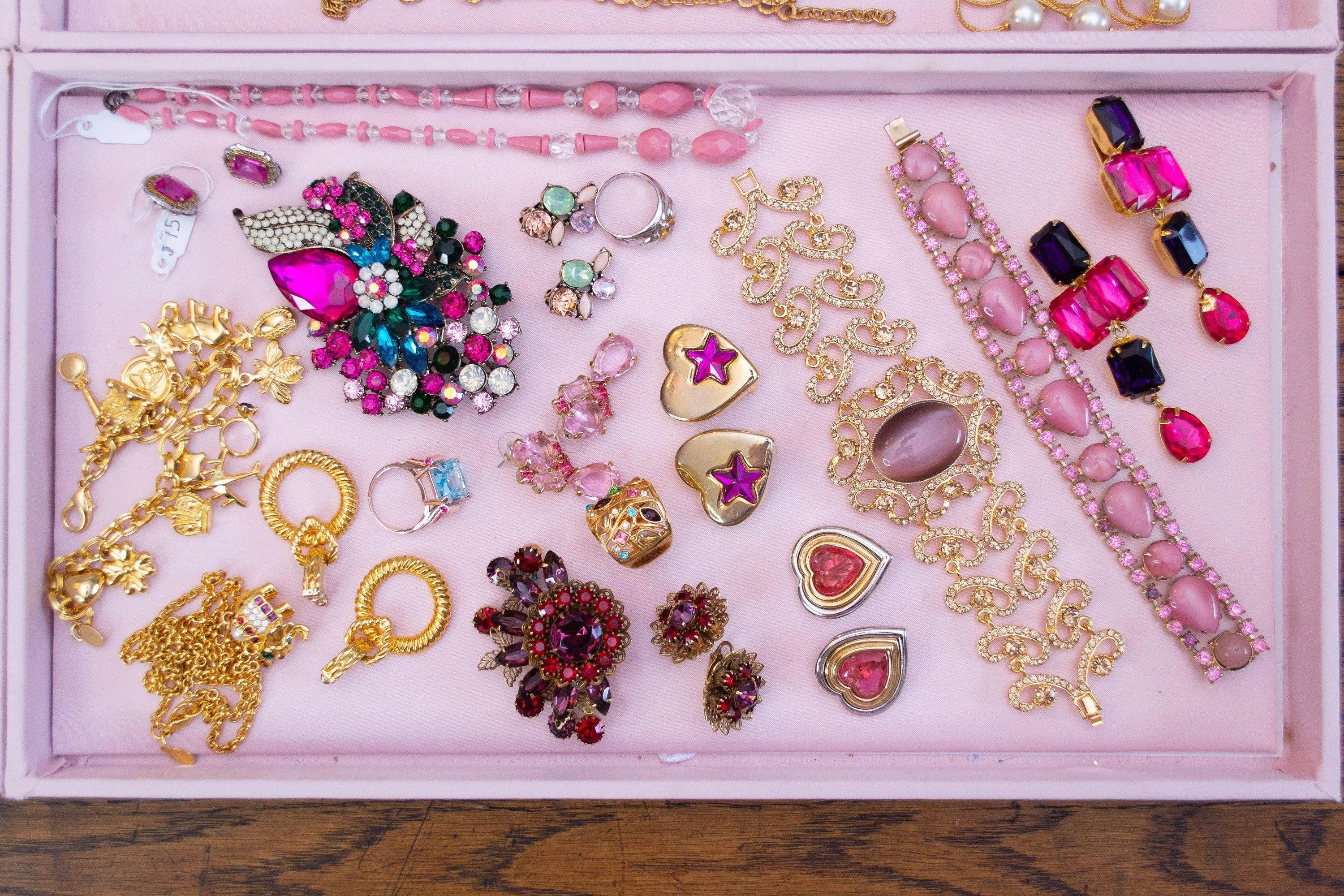 Vintage Pink Crystal Statement Earrings, Pierced