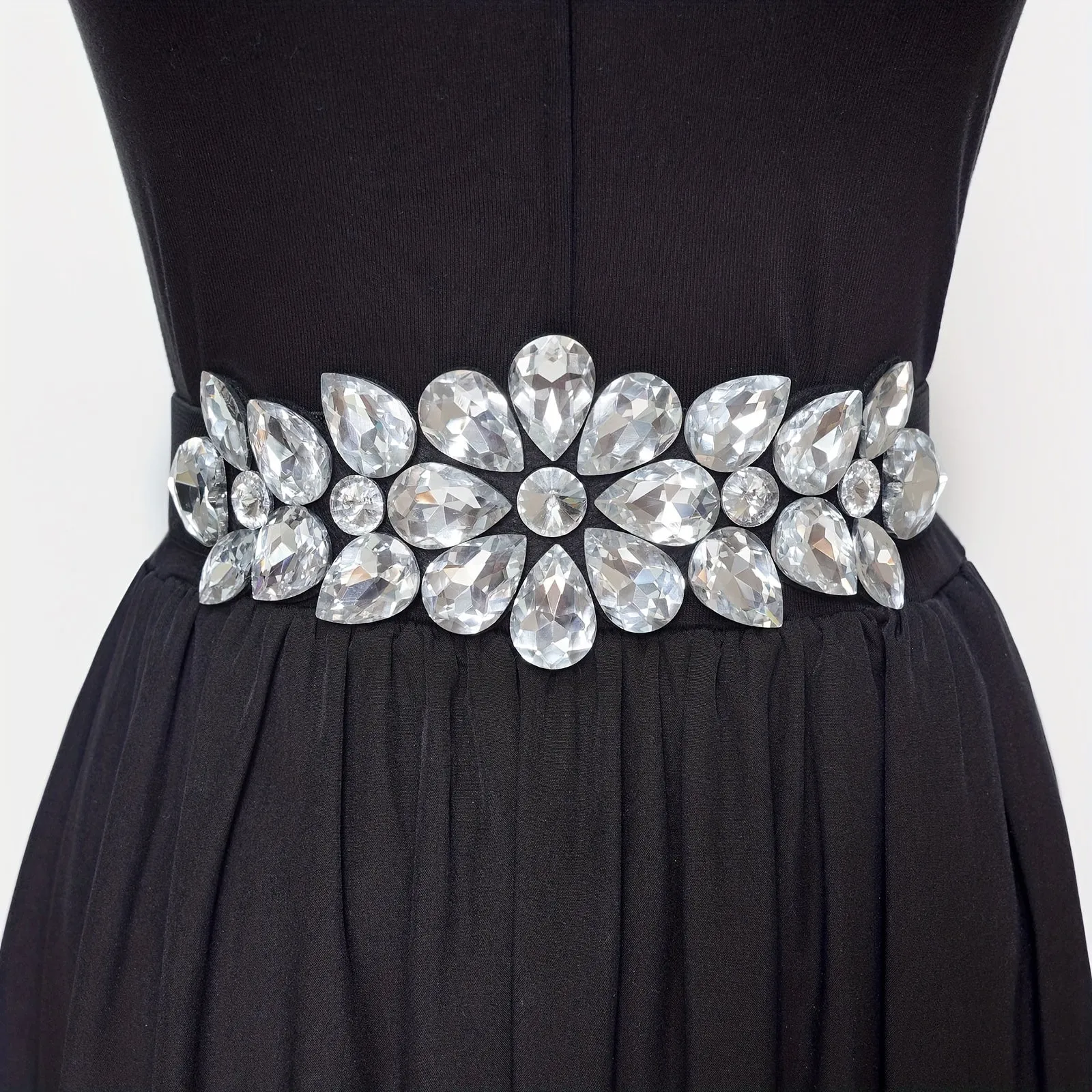 Vintage Rhinestone Elastic Waist Belt
