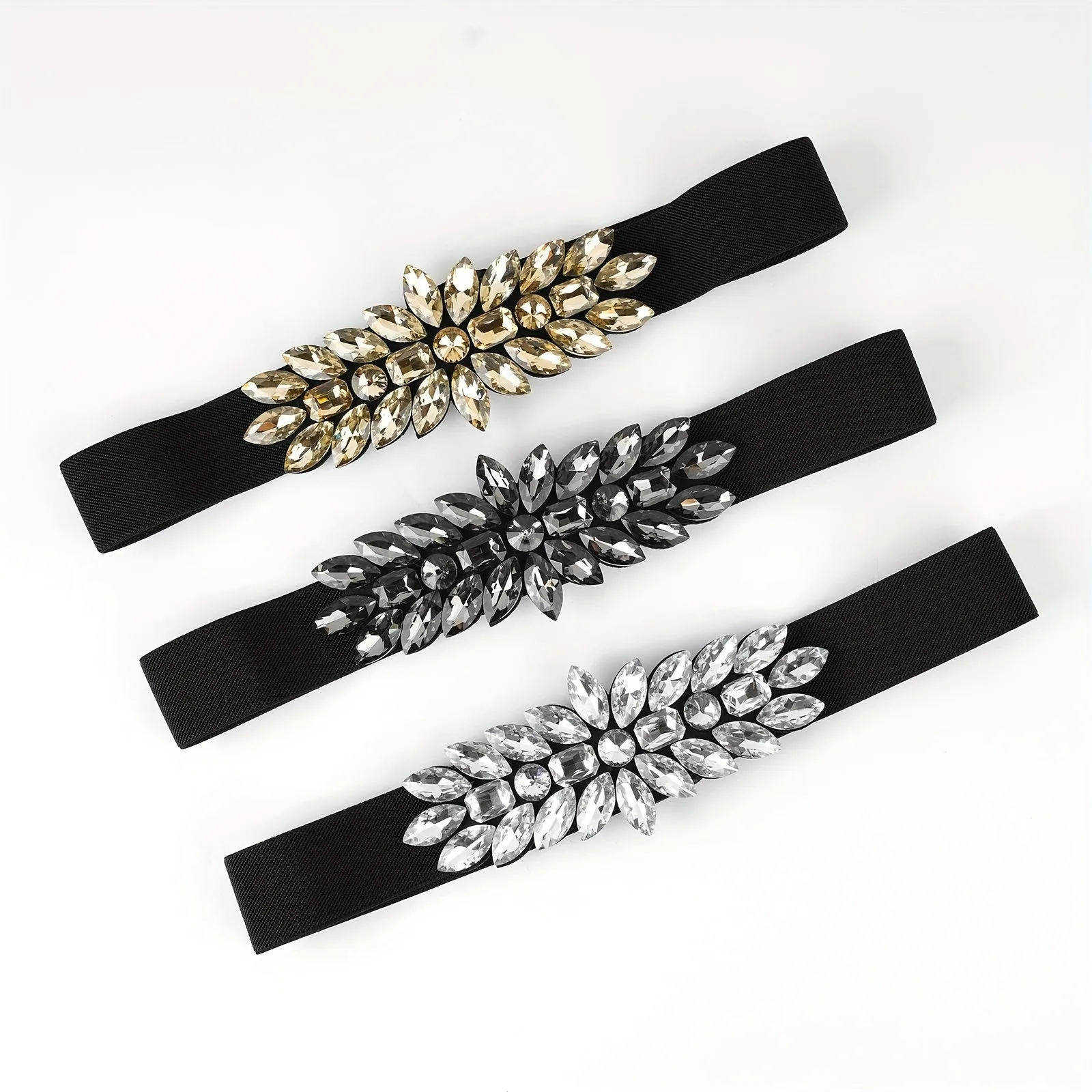 Vintage Rhinestone Elastic Waist Belt