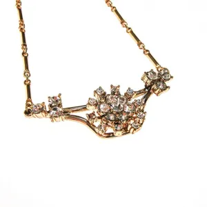 Vintage Rhinestone Pendant Necklace in Gold Tone