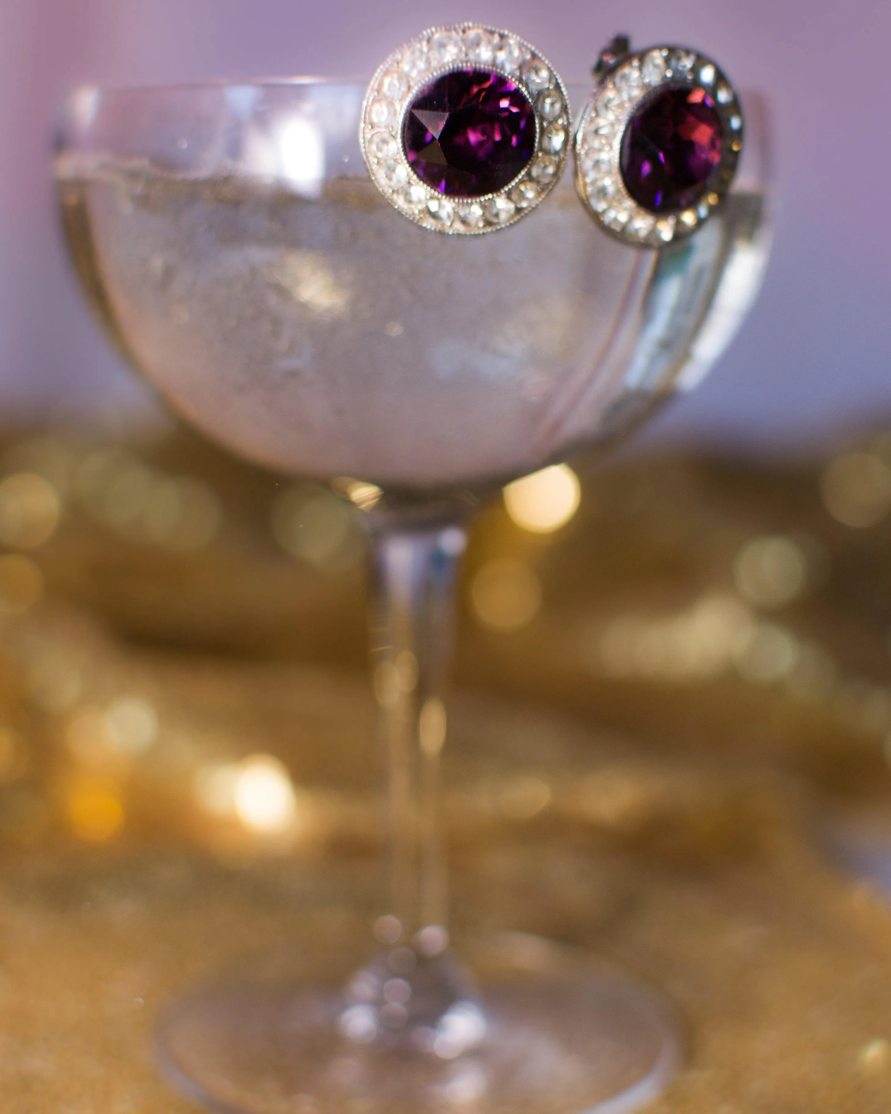 Vintage Sarah Coventry Purple Rhinestone Earrings