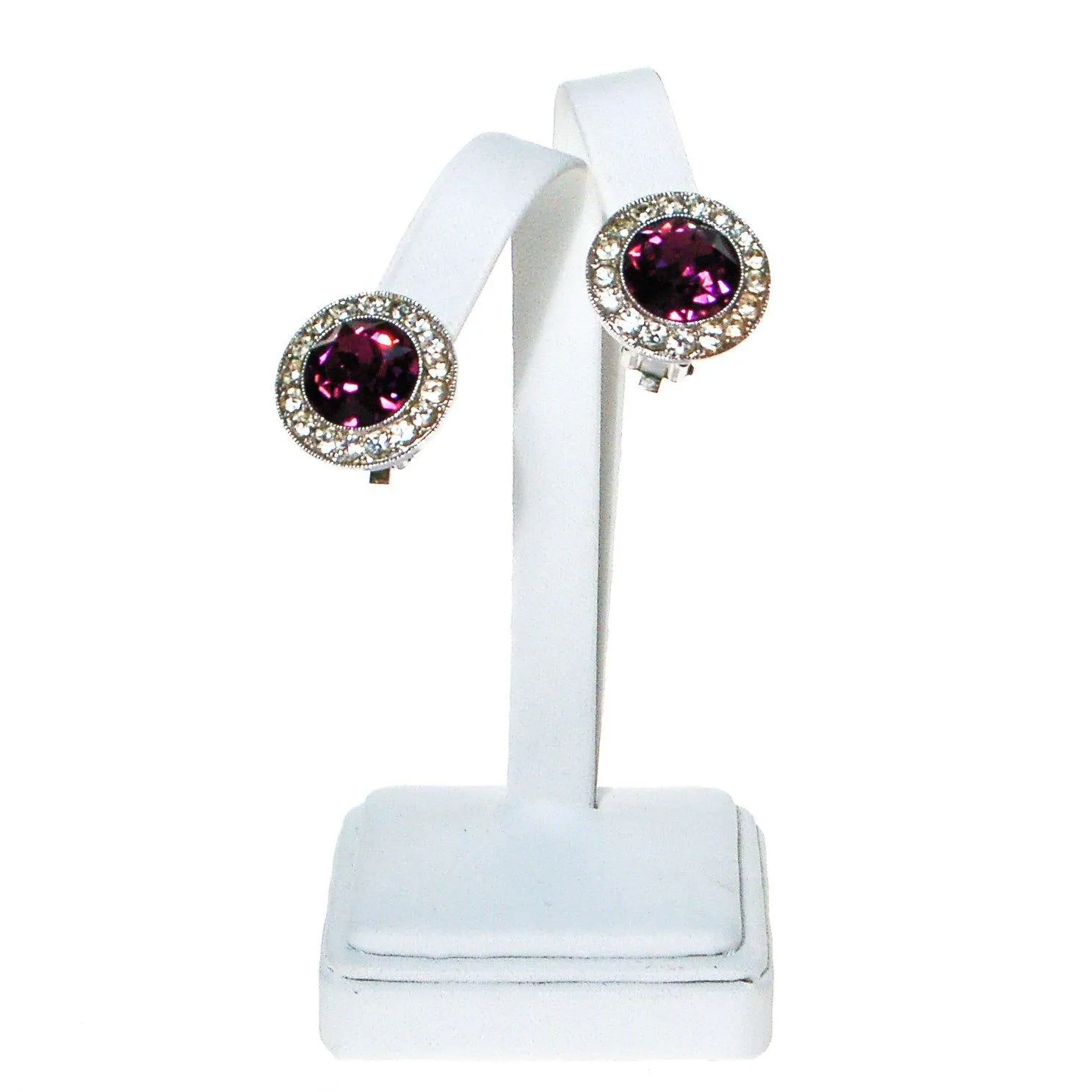 Vintage Sarah Coventry Purple Rhinestone Earrings