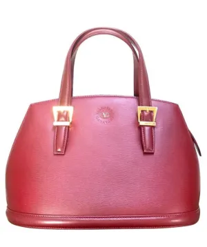 Vintage Valentino Garavani wine leather handbag with golden buckles. Classic Valentino purse for any occasions. 050906f1