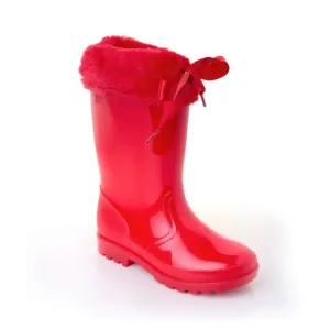 Vivian Red Fur Trimmed Wellies