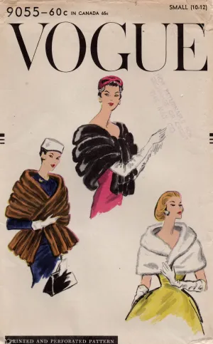 Vogue 9055 Womens Evening Cape & Stole 1950s Vintage Sewing Pattern SMALL 8 - 10 UNCUT Factory Folded