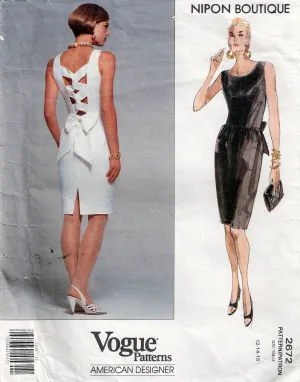 Vogue American Designer 2672 NIPON BOUTIQUE Womens Back Bow Evening Dress 1990s Vintage Sewing Pattern Size 12 Bust 34 Inches