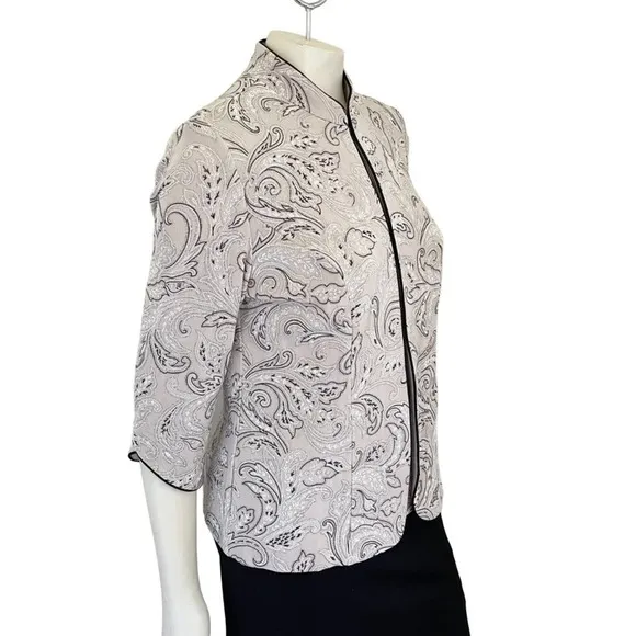 VTG ALEX EVENINGS Textured Mandarin Neck Glitter Knit Twinset SZ M