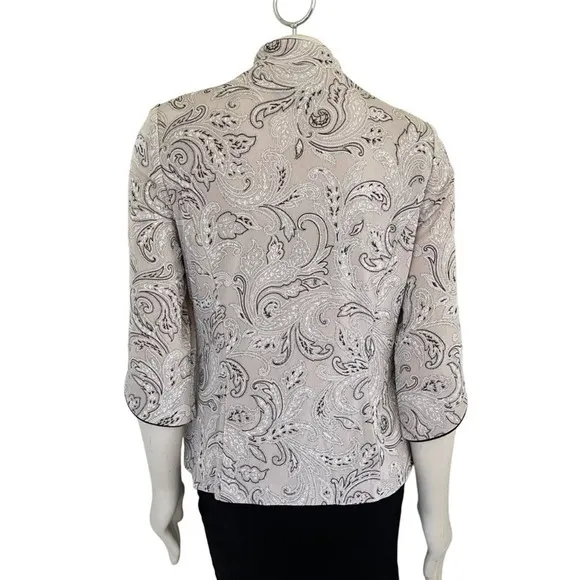 VTG ALEX EVENINGS Textured Mandarin Neck Glitter Knit Twinset SZ M