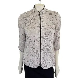 VTG ALEX EVENINGS Textured Mandarin Neck Glitter Knit Twinset SZ M
