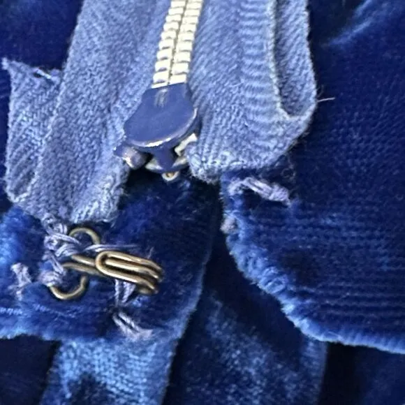 VTG Handmade Blue Velvet &amp; Satin Formal Evening Gown One-of-a-Kind Prom Dress