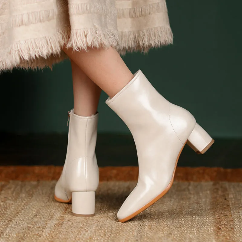 Warm Wool Ankle Boots for Women Real Leather