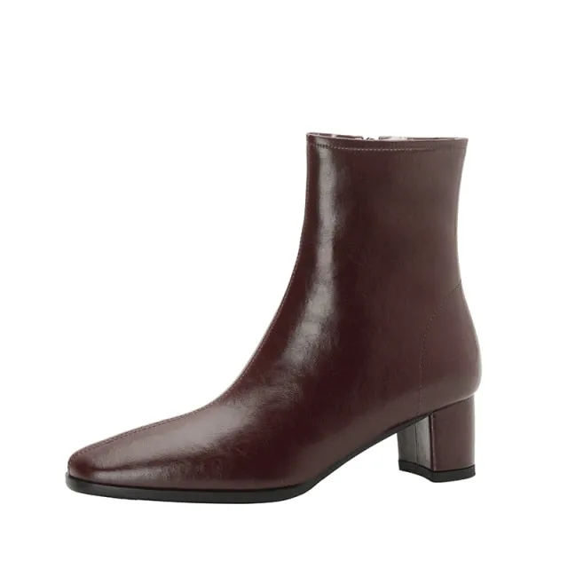 Warm Wool Ankle Boots for Women Real Leather