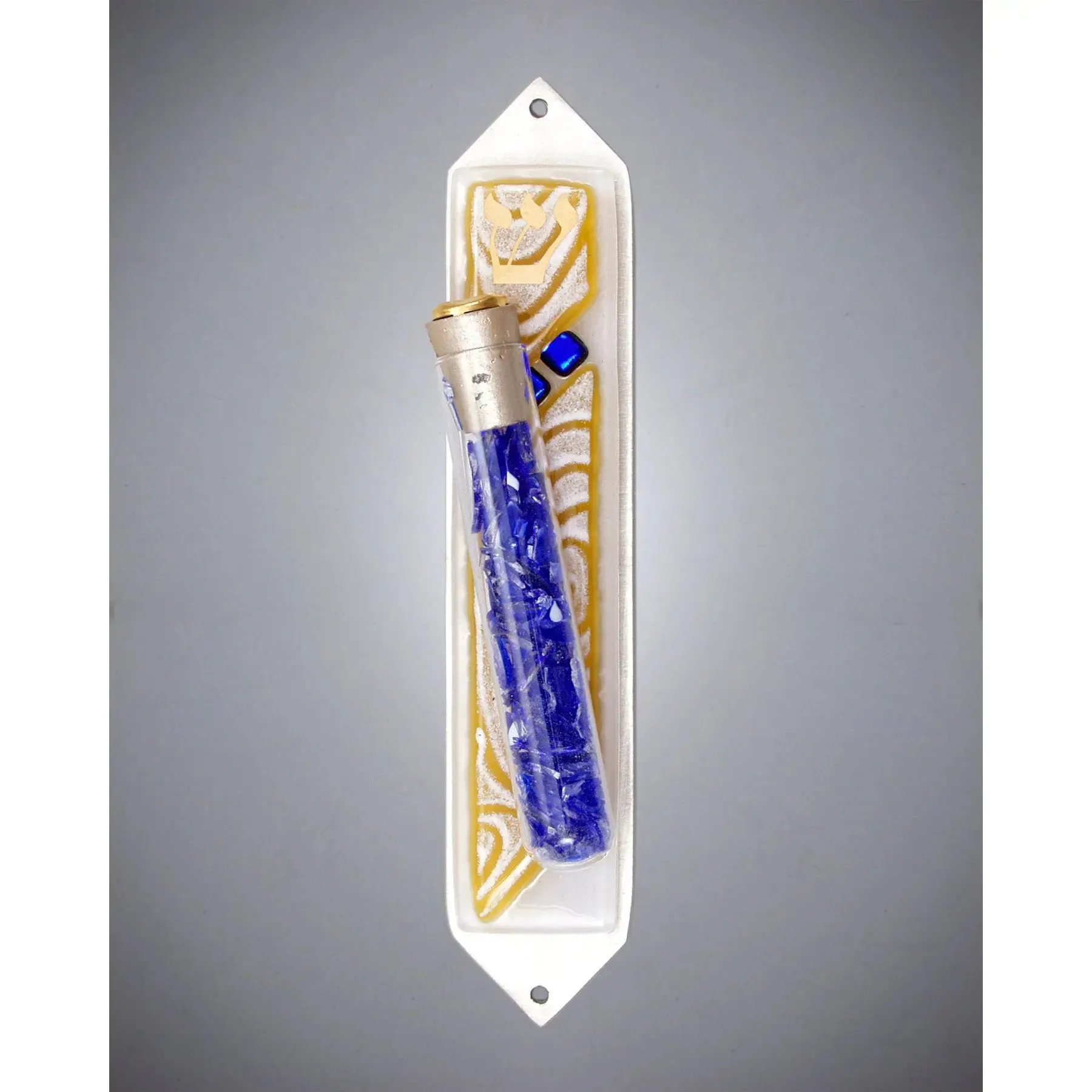 Wedding Mezuzot Vortex Amber with Shards JZXAW by Beames Designs