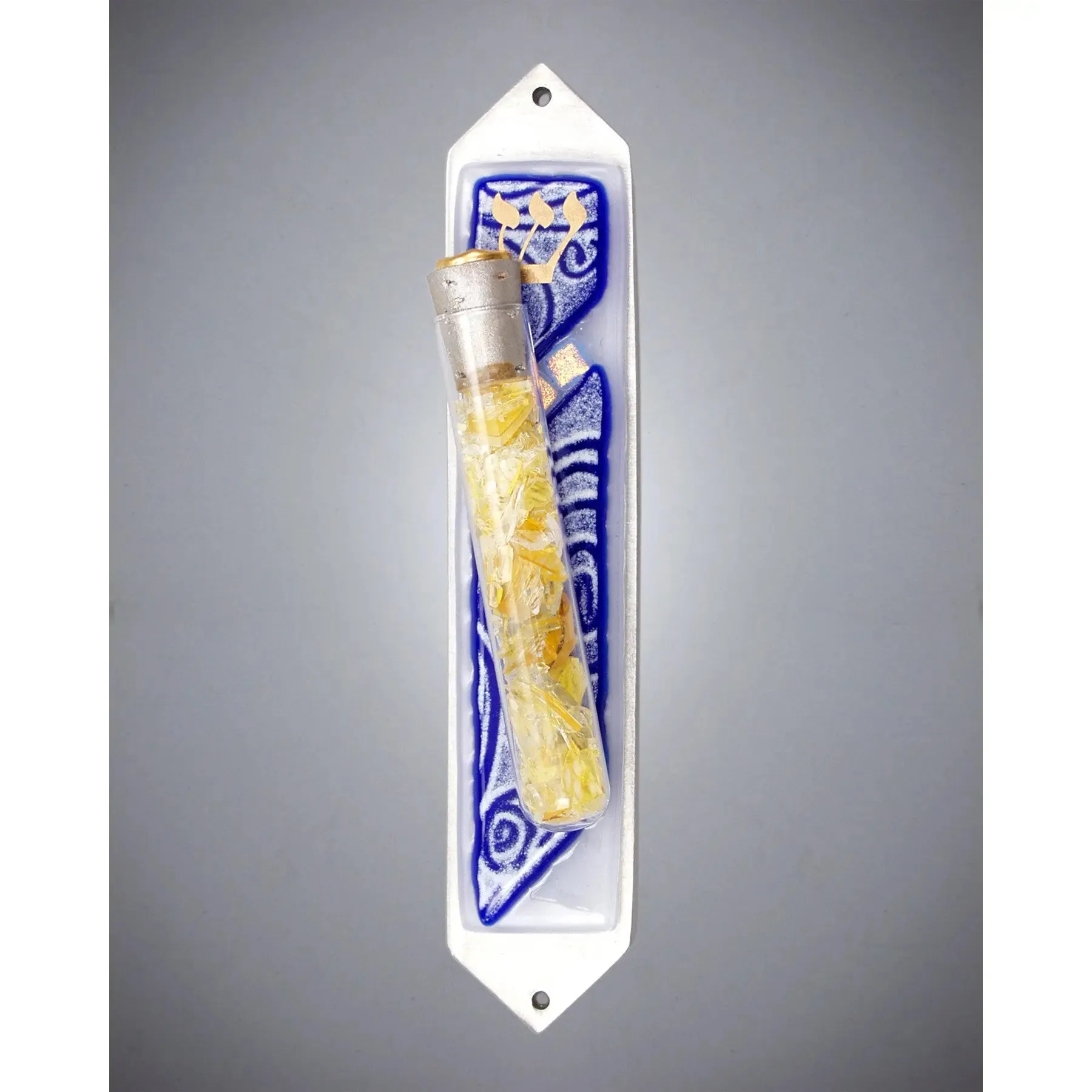 Wedding Mezuzot Vortex Blue with Shards JZXBW by Beames Designs