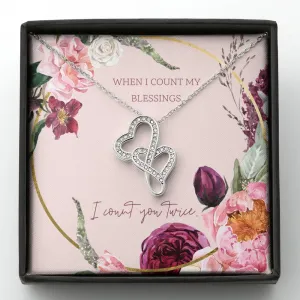 When I count my blessings, I count you twice-Double Hearts Necklace