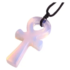 White Opalite Ankh Pendant