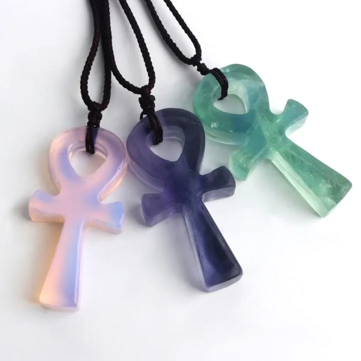 White Opalite Ankh Pendant