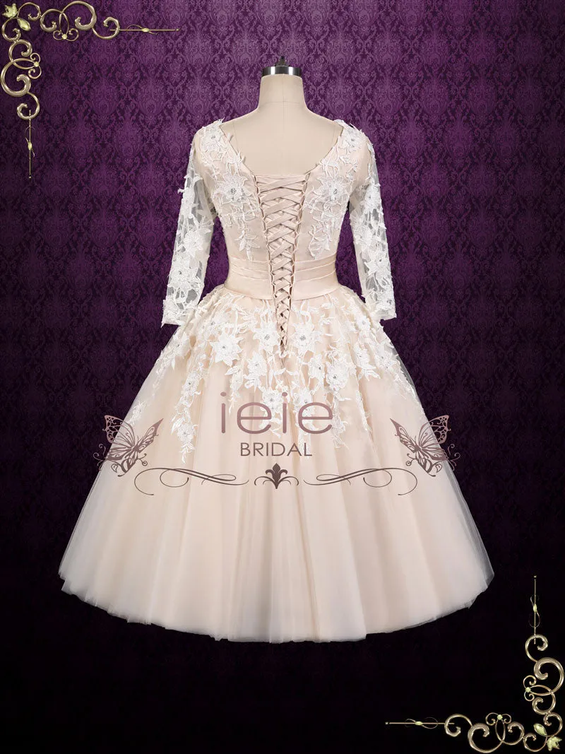 White Vintage 50s Vintage Style Wedding Dress with Sleeves | Marina