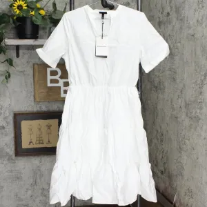 Who What Wear Women's Short Sleeve Belted Tiered Dress 78412667 White M