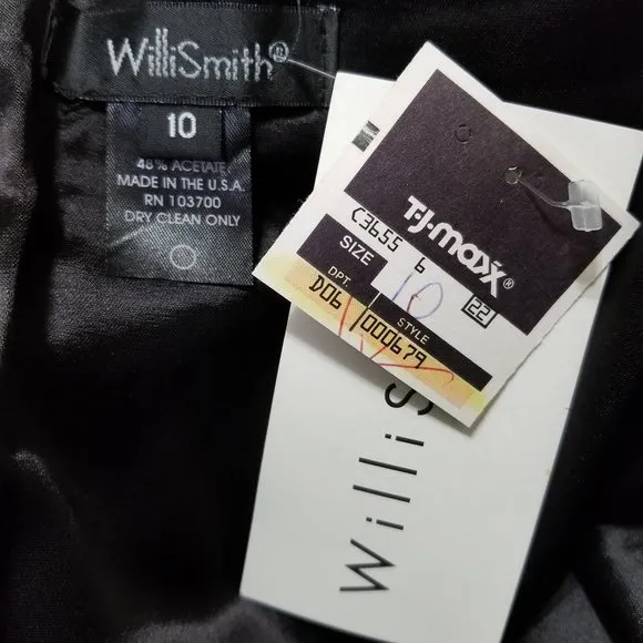 Willi Smith dress 10 strapless shiny party formal cocktail sheath boned VINTAGE