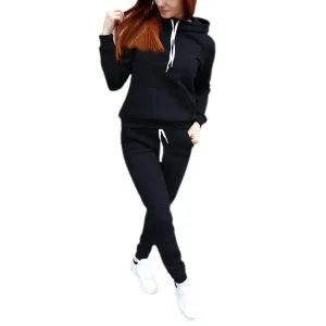 Women 2 Piece Set Sweater Polar Fleece Hoodies Pants  Fitness Suit