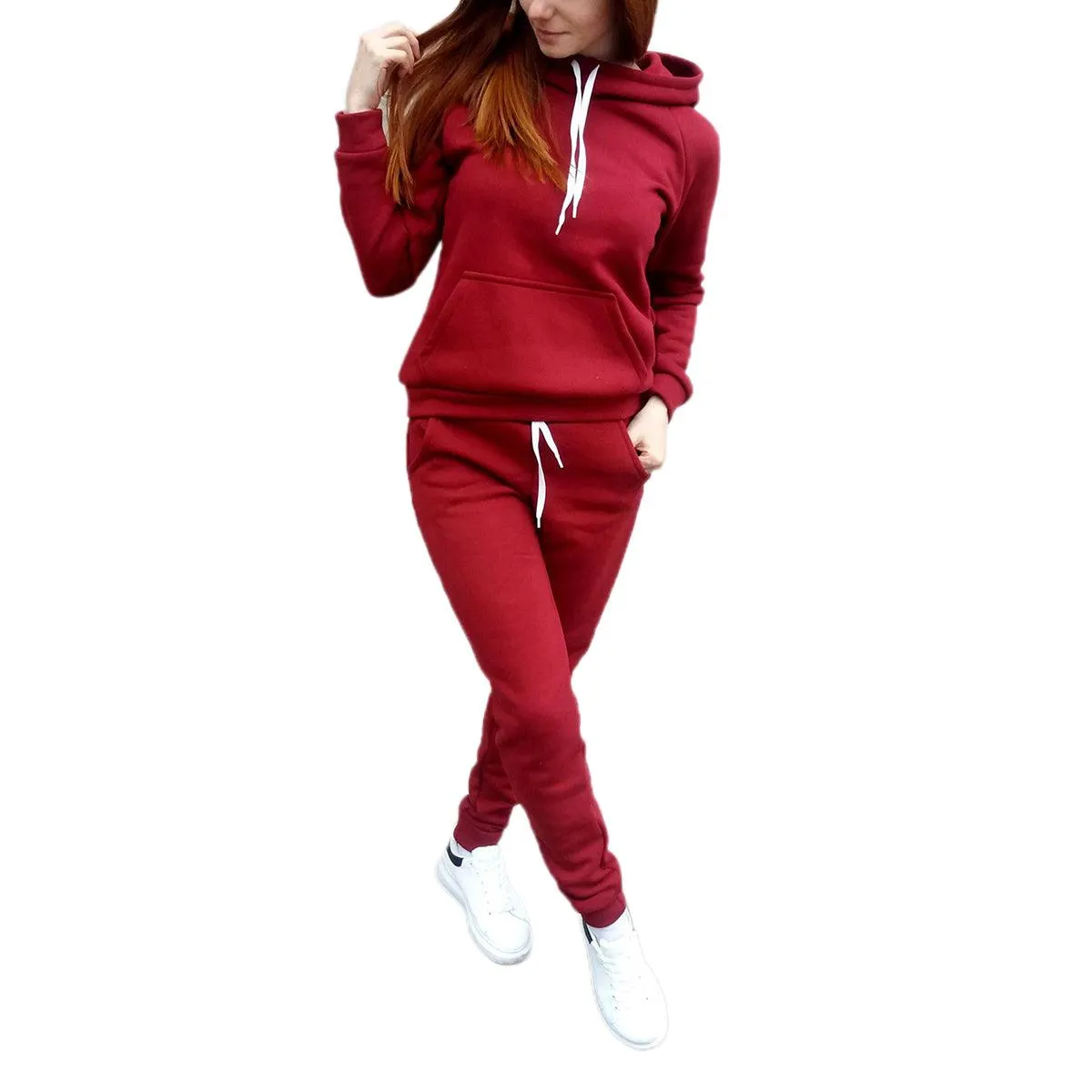 Women 2 Piece Set Sweater Polar Fleece Hoodies Pants  Fitness Suit