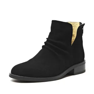 Women Genuine Leather Pleated Design  Cow Suede shoes