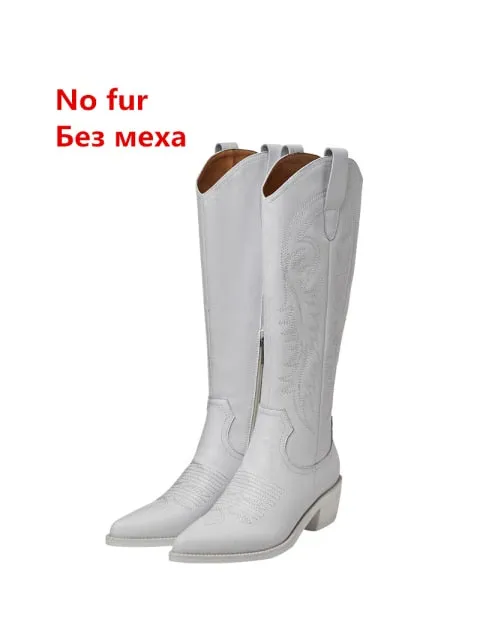 Women Knee High Boots Thick High Heels