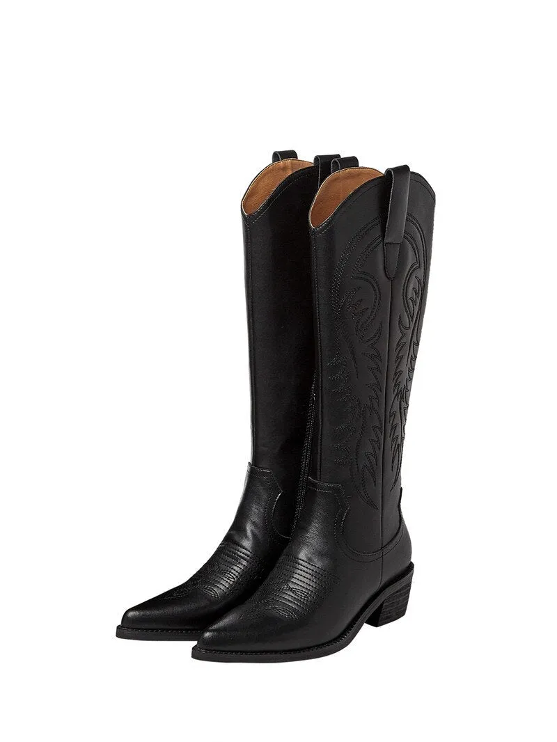 Women Knee High Boots Thick High Heels
