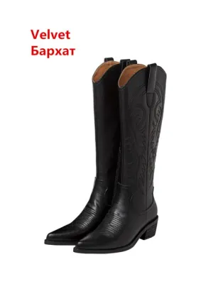 Women Knee High Boots Thick High Heels