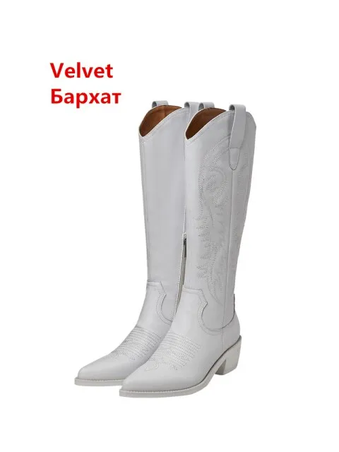 Women Knee High Boots Thick High Heels