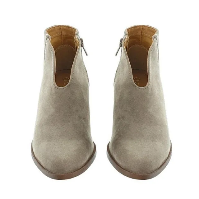 Women Shoes Fashion artificial PU Leopard Autumn Winter Shoes Ankle Boot Casual Outside Round Toe Low Heel Zipper Shoes