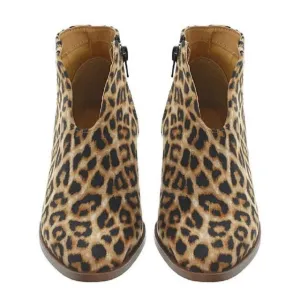 Women Shoes Fashion artificial PU Leopard Autumn Winter Shoes Ankle Boot Casual Outside Round Toe Low Heel Zipper Shoes