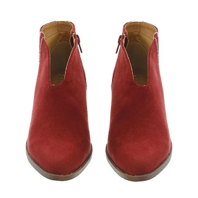 Women Shoes Fashion artificial PU Leopard Autumn Winter Shoes Ankle Boot Casual Outside Round Toe Low Heel Zipper Shoes