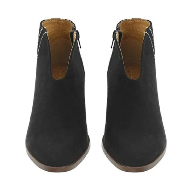 Women Shoes Fashion artificial PU Leopard Autumn Winter Shoes Ankle Boot Casual Outside Round Toe Low Heel Zipper Shoes