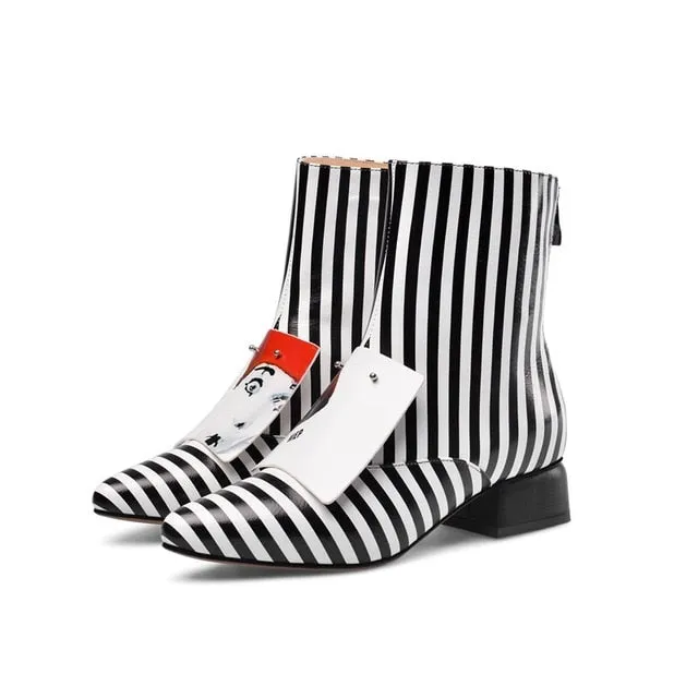 women shoes winter new fashion pointed toe genuine leather ankle boots women mid heels plus size zip shoes