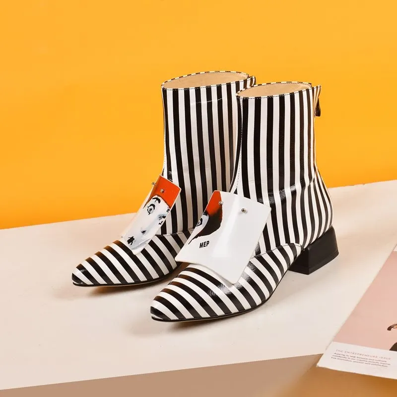 women shoes winter new fashion pointed toe genuine leather ankle boots women mid heels plus size zip shoes