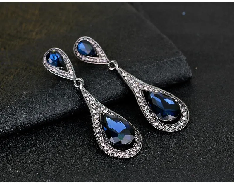Women Vintage Rhinestone Crystal Emerald Earrings|JaosWish