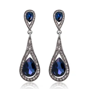Women Vintage Rhinestone Crystal Emerald Earrings|JaosWish