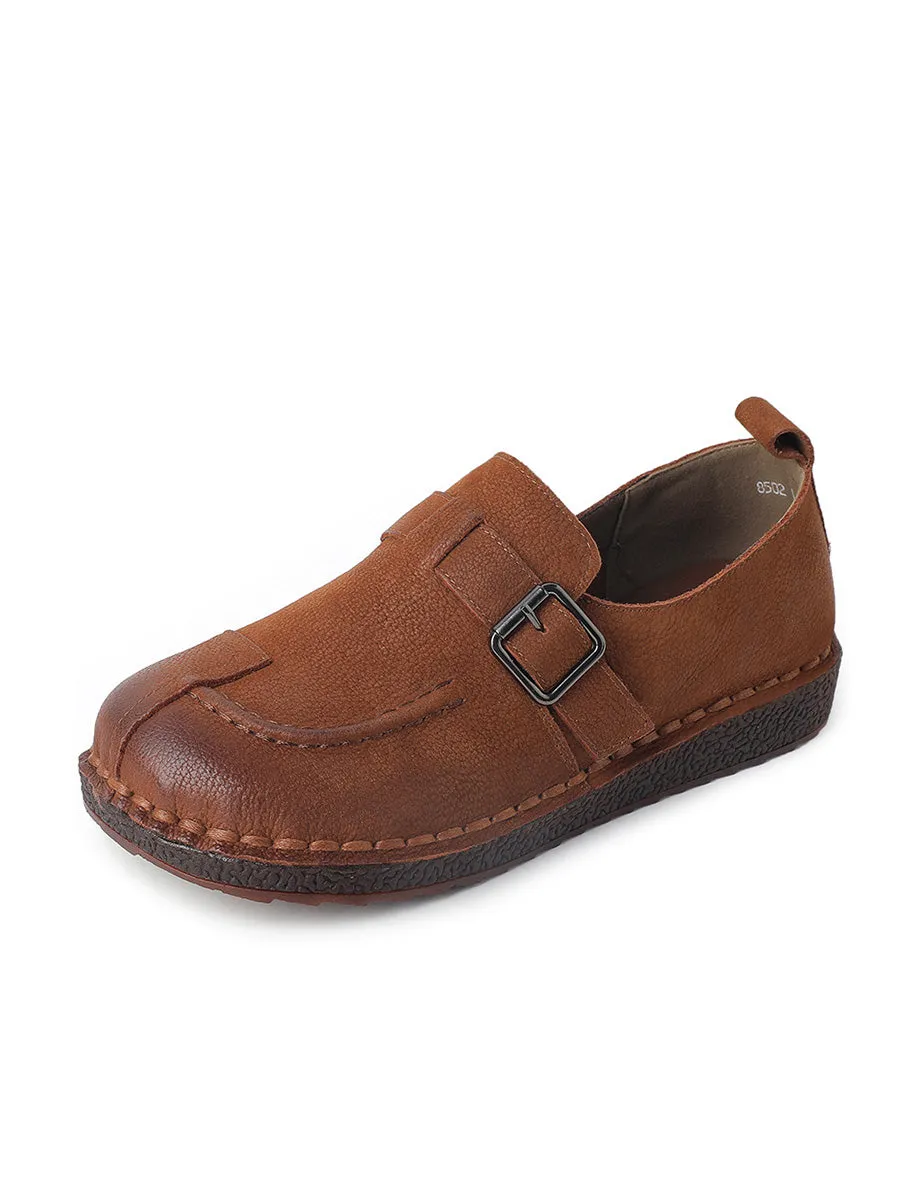 Women Vintage Summer Genuine Leather Flat Shoes