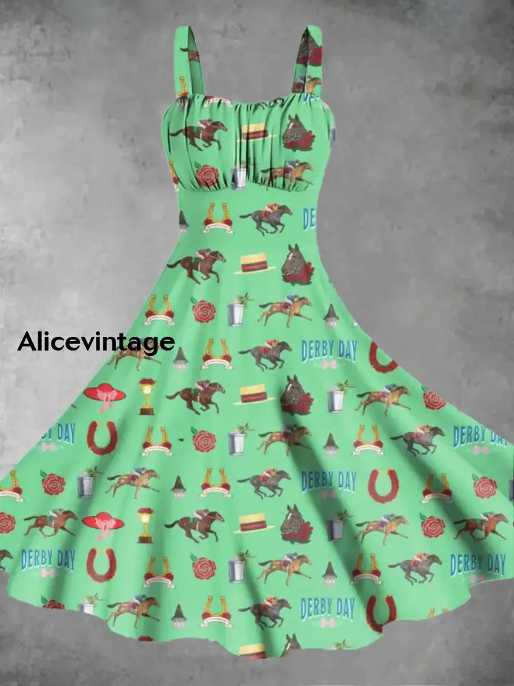 Women's Derby Day Printed Casual Dress