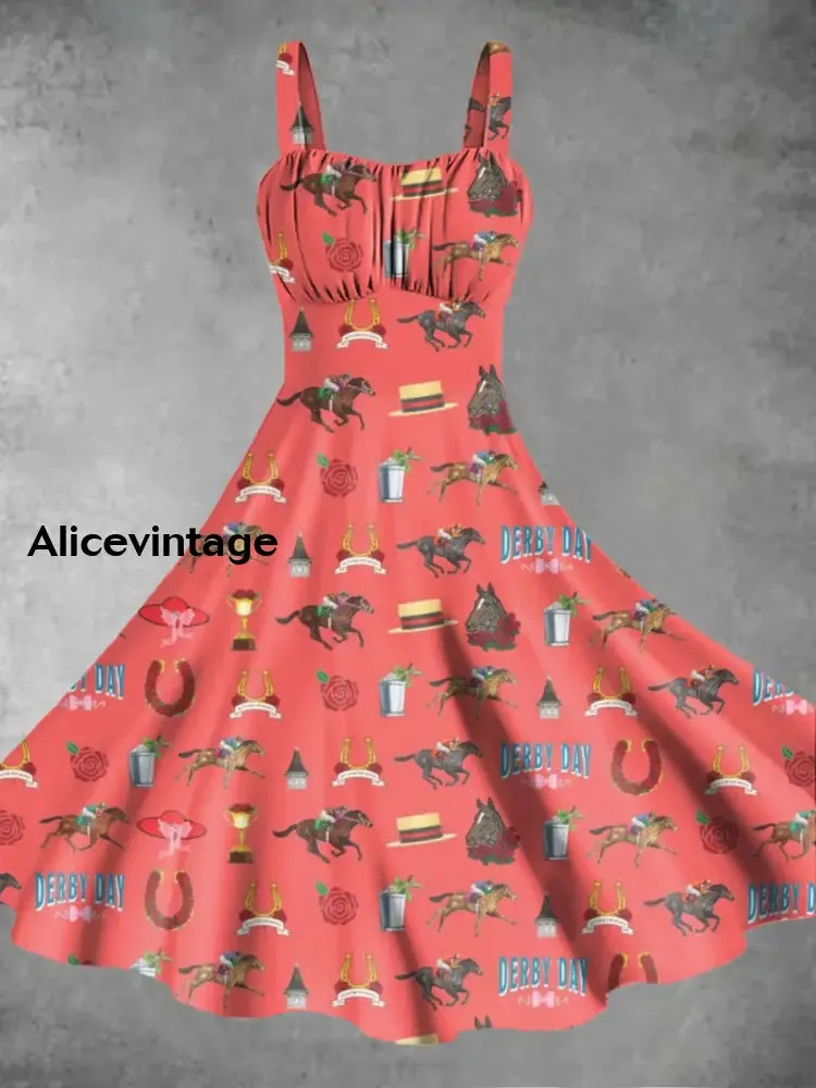 Women's Derby Day Printed Casual Dress