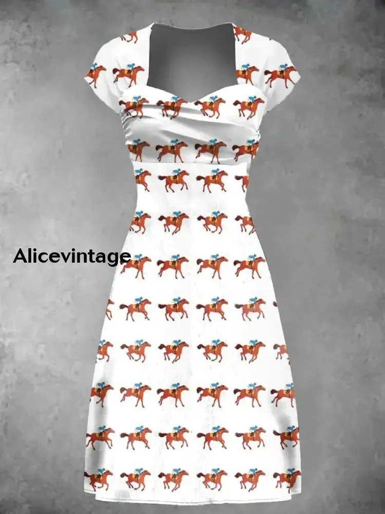 Women's Derby Horse Art Print Dress