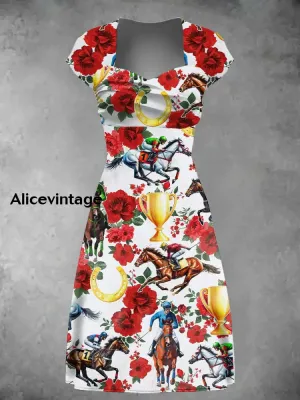 Women's Derby Horse Art Print Dress