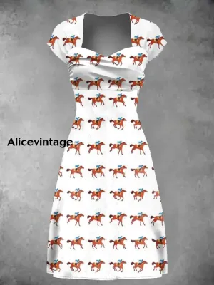 Women's Derby Horse Art Print Dress