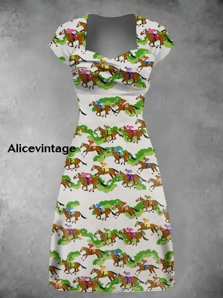 Women's Derby Horse Art Print Dress