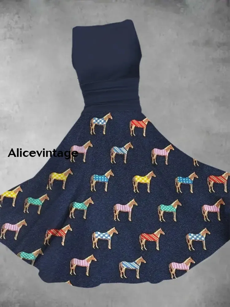 Women's Derby Horse Print Dress