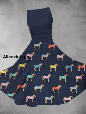 Women's Derby Horse Print Dress
