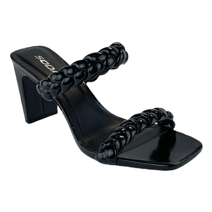 Women's Quilted Strap Square Toe Heel Sandals