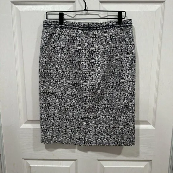Women's Tory Burch Blue White Pencil Skirt Formal Geometric Size 6